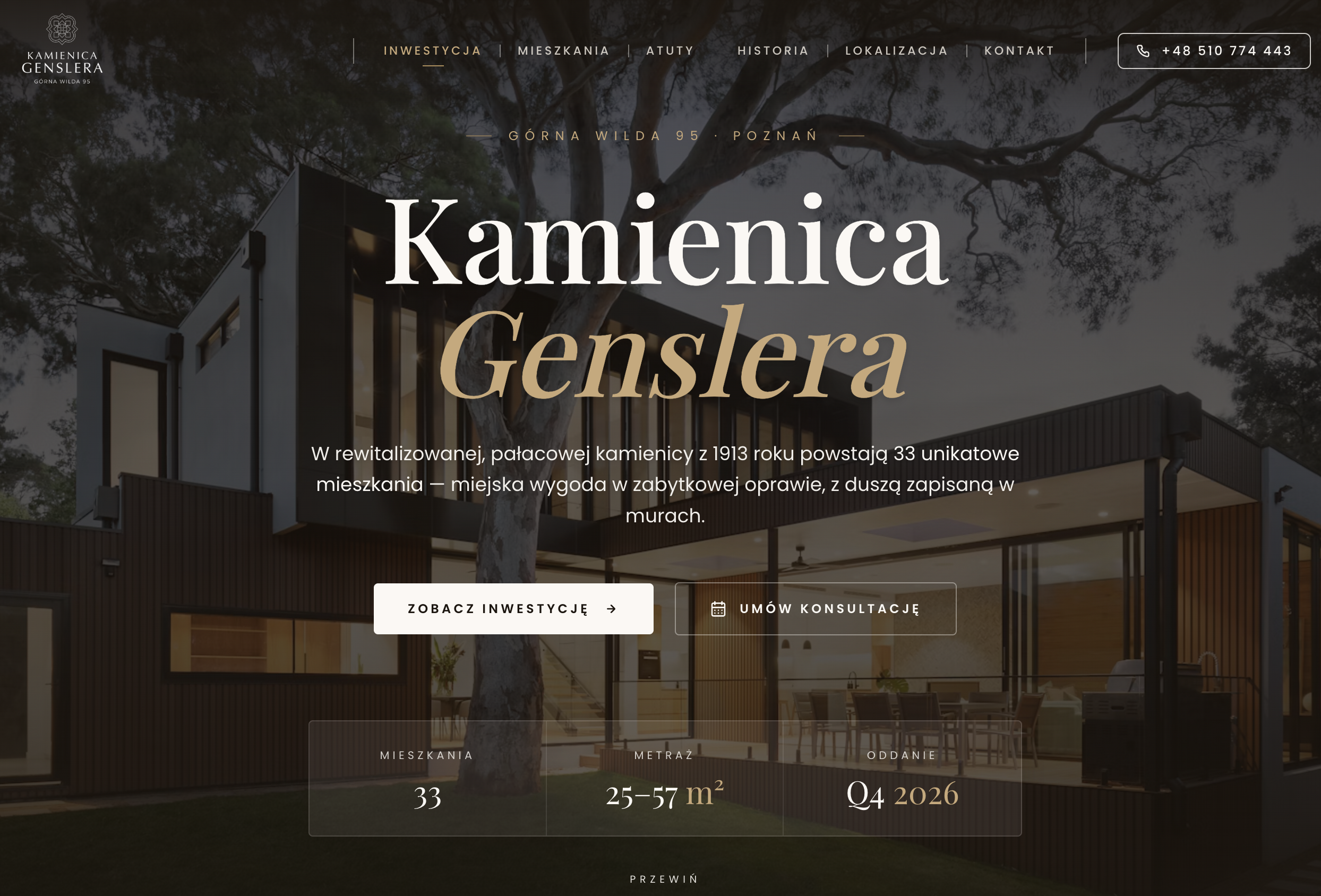 Strona internetowa Kamienica Genslera zintegrowana z Aurum CMS