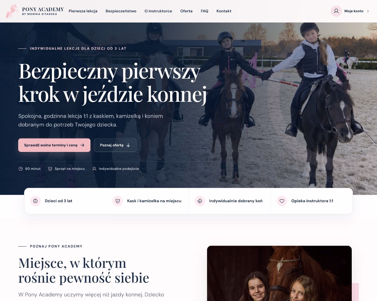 Strona Pony Academy i rezerwacja lekcji online