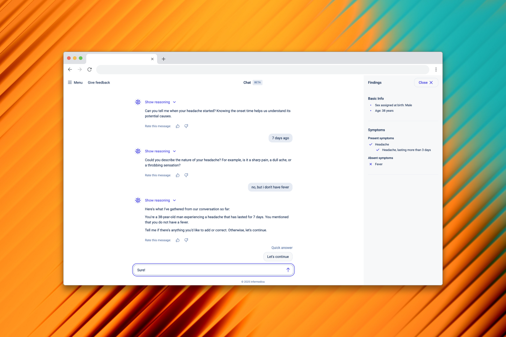 Infermedica Chatbot diagnostyczny screenshot
